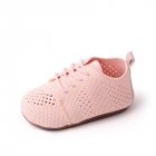 1 Pair Newborn Walker Toddler Shoes Breathable Hollow Infant Boys Girls Anti-slip Soft Sole Sneakers Pink 3-6M Bottom length 11cm