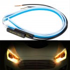 1 pair Ultrafine Cars LED Daytime Running Lights White Turn Signal Yellow Guide Strip for Headlight 30CM ice blue yellow