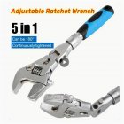 10-Inch 5-in-1 Ratcheting Wrench with Flexible Rotating Head Adjustable Torque