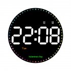 10 Inch Led Round Digital Wall Clock with Remote Control 10 Levels Brightness Alarm Clock Black