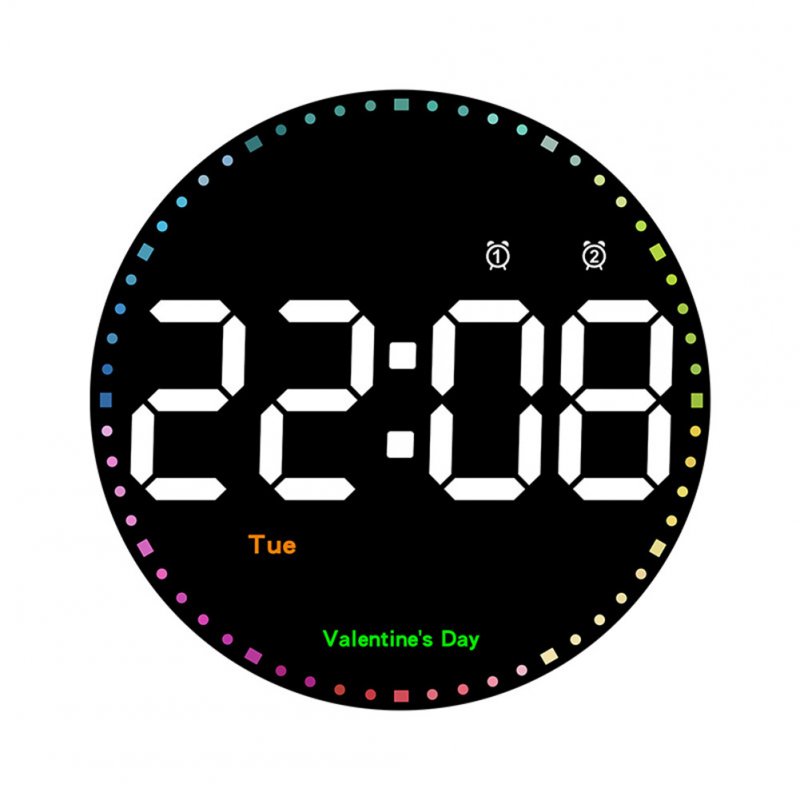 10-Inch Led Round Digital Wall Clock with RC 10 Levels Brightness Alarm Clock