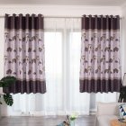 100*200cm Blackout Curtain Leaf Print Perforated Drapes for Home Bedroom Balcony Decoration Coffee color_100*200cm (W*H)