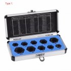 10pcs/Set Damaged Bolts Nuts Screws Remover Extractor Removal Tools Set Threading Tool Kit Black Nuts ;