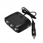 12V 24V High-power Car Charger Dual USB 1-to-3 Cigarette Lighter 120W Black