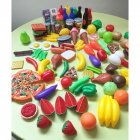 120 Pcs Plastic Food Fruits Vegetables Toy Set Kitchen Pretend Play Toy for Boys and Girls