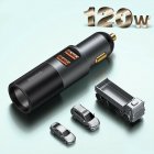 120w Car 2  In  1  Cigarette  Lighter Gold-plated Contacts 3 Fast Charging Ports Car Charger For Cars Off-road Vehicles Large Trucks Dual USB