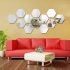 12Pcs Acrylic Hexagon 3D Art Mirror Wall Sticker Home DIY Decor Silver 46x40x23mm