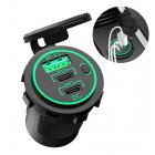 12V USB Outlet Dual PD20W + QC3.0 18W Car Fast Charger Power Socket Adapter With Button On/Off Switch For Golf Cart Boat Marine Bus Truck RV Marine Motorcycle dark green