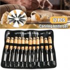 12pcs Wooden Carving Hand Tool Set Professional Woodworking Tools With Storage Bag For Sculptor Carpenter Artist 12pcs/set