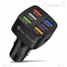 15a 6 Usb Car Charger Luminous Qc3.0 75w Fast Charging Phone Adapter With Led Light Display Stable Buckle black