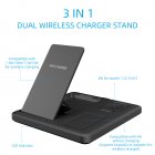 15w Fast Wireless Charger Stand Compatible For Iphone Airpods Watch 3-in-1 Folding Charging Dock Station black