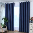 1PCS Cotton & Linen Blackout Curtain Solid Colour Drape for Home Hotel Decoration Navy blue (dark blue)_100 * 210cm