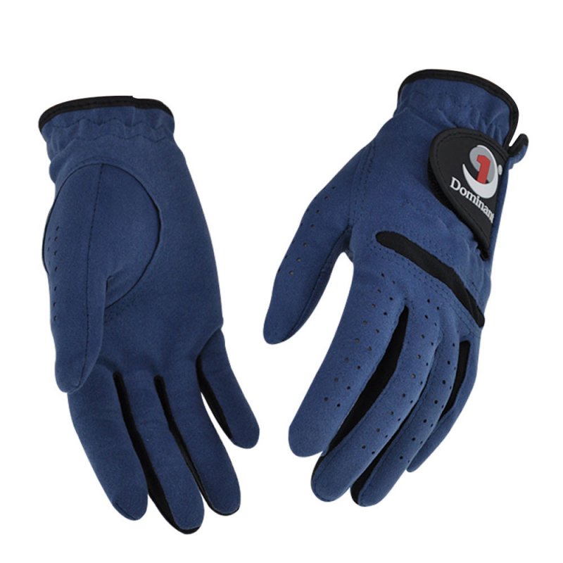 1Pair Women Golf Gloves Anti-slip Super fine cloth breathable Artificial suede For Left and Right Hand Navy blue_17