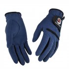 1Pair Women Golf Gloves Anti-slip Super fine cloth breathable Artificial suede For Left and Right Hand Navy blue_19