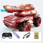 2.4G Remote Control Stunt Tank One Click Demonstration Electric Vehicle Model With Colorful Light For Boys Girls Birthday Gifts red