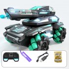 2.4G Remote Control Stunt Tank One Click Demonstration Electric Vehicle Model With Colorful Light For Boys Girls Birthday Gifts blue