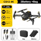 2.4g Rc Drone Rechargeable Mini Folding Quadcopter 4 Channels CS12 Hd 4k Dual Camera Remote Control Drone With Bag Black Dual Camera 2 Batteries