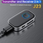 2 In 1 J23 Bluetooth-compatible 5.0 Audio  Transmitter  Receiver Built-in Microphone Noise Cancelling Wireless Audio Adapter Converter black