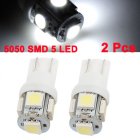 2 Pcs 12V White 5050 T10 5 SMD Auto LED Gauge Side Marker Bulb Light - General Application