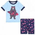 2 Pieces Boys Cartoon Split Swimwear Sunscreen Quick-drying Swimsuit For 2-10 Years Old Kids 310 blue brown bear 4-5Y 8