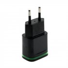 2 Ports LED Light USB Charger EU Plug Black