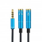 2 in 1 3.5mm Headphone Mic Audio Y Splitter Cable Male to Dual Female Converter Adapter blue
