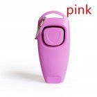 2 in 1 Multi-function Pets Clicker Whistle Dog Trainer Clicker with Keyring Pet Puppy Trainer Dog <span style='color:#F7840C'>Flute</span> + Clicker Pink