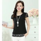 2018 Sexy Womens Tops White Tees Crochet Lace Floral Shoulder  Short Sleeve Loose Chiffon Blouses Female Shirts blusas Hot