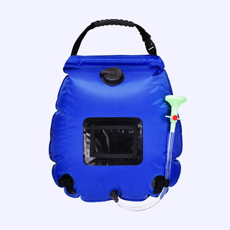 20l Outdoor Camping Shower Water Bag Portable Foldable Solar Heating Bath Equipment With Temperature Display blue M