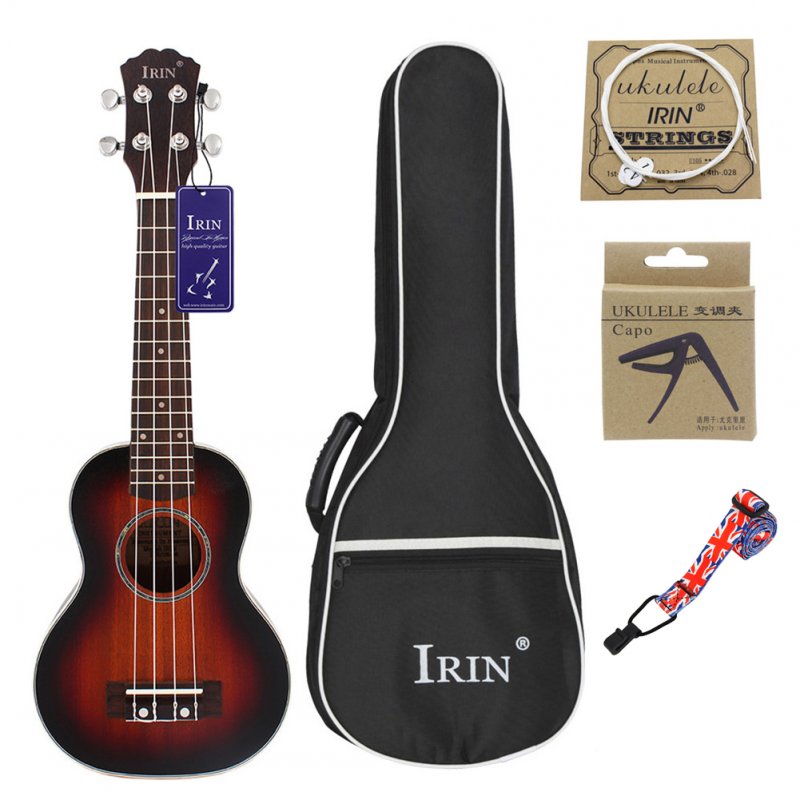 21inch Ukulele Concert 4 Strings Musical Instruments 15 Frets Spruce Wood Hawaiian Small Guitar Free Case&Strings Sunset color