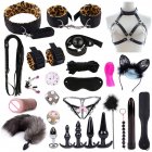 26pcs Bed Game  Play  Set Ribbon Sm Sexy Toy Alternative Clothing Set Appliances Sexy Games Toys For Couple Kits Yellow Leopard