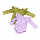 2Pcs Baby Newborn Girl Soft Cotton Flying Sleeve Jumpsuits Solid Color Rompers
