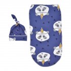 2Pcs/Set <span style='color:#F7840C'>Newborn</span> Swaddle Blanket with Beanie Set Soft Stretchy Towel for Baby Boys Girls panda