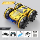 2in1 Rc Car 2.4ghz Remote Control Boat Waterproof Radio Controlled Stunt Car 4wd Vehicle All Terrain Beach Pool Toys For Boys Yellow dual remote control