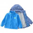 2pcs Boys Outdoor Jacket 3-in-1 Thickened Detachable Coat Kids Hooded Outerwear blue 7-8Y 150cm