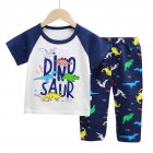 2pcs Boys Pajamas Set Short Sleeve Trousers Suit Air Conditioning Clothes For 1-6 Years Old Kids D06 2-3Y 90cm