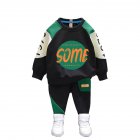 2pcs Boys Sweatshirt Pants Set Long Sleeves Round Neck Sweater Trousers Suit For 2-10 Years Old Kids green 2-3Y 90cm