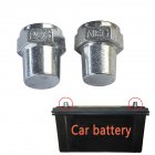 2pcs Car Alloy Positive Negative Battery Top Post Terminal Adapter Converter Connector Silver