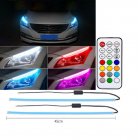 2pcs Daytime Running Light Switch With Wireless Remote Control Tube Guide Car Led Strip Turn Signal Light Bar Colorful_45CM