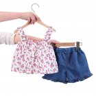2pcs Girls Cotton Suit Summer Sleeveless Sweet Floral Printing Tank Tops Denim Shorts Set For Kids Aged 0-4 pink 3-4Y 110cm