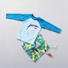 2pcs Kids Boys Shark Pattern Split Swimsuit Quick-drying Sun Protection Long Sleeve Swimming Suit shark 6-7Y XL