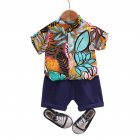 2pcs Kids Boys Short Sleeve Suit Single Breasted T-shirt Shorts Two-piece Set Summer Casual Outfits yellow 3-4Y 110cm
