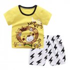 2pcs Kids Cotton Home Wear Suit Summer Short Sleeves Fashion Printing T-shirt Shorts Two-piece Set lion king 100cm