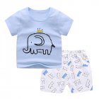 2pcs Kids Cotton Home Wear Suit Summer Short Sleeves Fashion Printing T-shirt Shorts Two-piece Set crown elephant 100cm