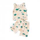 2pcs Kids Summer Casual Cotton Suit Fashion Printing Sleeveless Tank Tops Shorts Two-piece Set For Boys Girls DH1145D 6Y 2XL