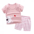 2pcs Kids Summer Suit Cute Cartoon Printing Short Sleeves T-shirt Shorts Breathable Set For Boys Girls cat 2-3Y 90cm