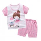2pcs Kids Summer Suit Cute Cartoon Printing Short Sleeves T-shirt Shorts Breathable Set For Boys Girls magic girl 0-1Y 73CM