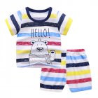 2pcs Kids Summer Suit Cute Cartoon Printing Short Sleeves T-shirt Shorts Breathable Set For Boys Girls colorful bear 0-1Y 73CM