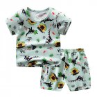 2pcs Kids Summer Suit Cute Cartoon Printing Short Sleeves T-shirt Shorts Breathable Set For Boys Girls robot dinosaur 5-6Y 110cm