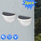 2pcs Solar 6LED Semi-circular Wall Light Waterproof Decoration Light For Stair Outdoor Fence Porch Garden White shell white light
